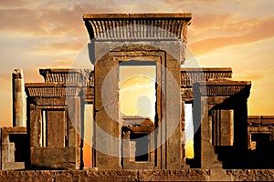 Persepolis - capital of the ancient Achaemenid kingdom. Ancient columns. Sight of Iran. Ancient Persia.