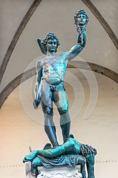 Cellini Perseus Statue Loggia Piazza Signoria Florence Italy