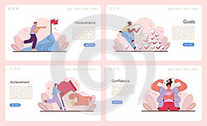 Perseverance and Determination set. Flat