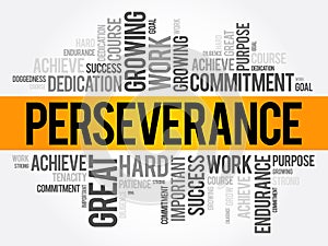 Perseverance word cloud collage