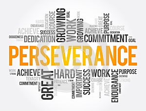 Perseverance word cloud collage, business concept