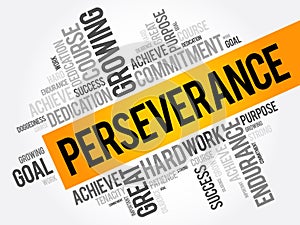 Perseverance word cloud collage, business concept background photo