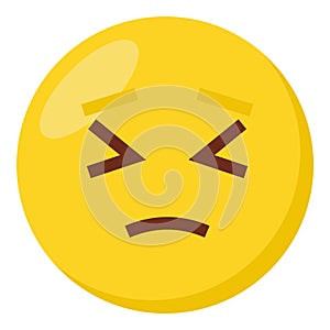 Persevering face expression character emoji flat icon.