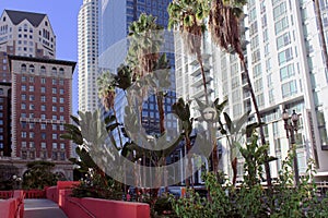 Pershing Square. A small public park in downtown Los Angeles.