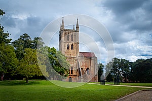 Pershore Abbey and parkland in Summer