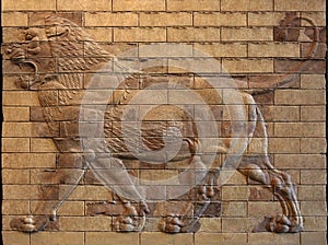 Persian Achaemenid Lion Bas Relief on molded terracotta Bricks