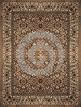 Persian Carpet Texture, abstract ornament. Round mandala pattern, Middle Eastern Traditional Carpet Fabric Texture. Turquoise milk