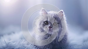 Persian cat with blue eyes. Cute pet in home. photo