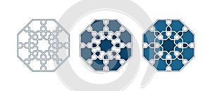 Persian geometric mosaic rosettes for Ramadan card