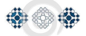 Persian geometric mosaic rosettes for Ramadan card