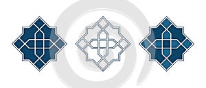 Persian geometric mosaic rosettes for Ramadan card