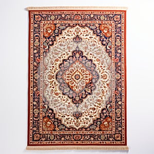 Persian Handmade Oriental Rug With Blue And Orange Medallions