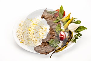 Persian Kebab Barg On A White Plate