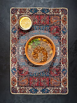 Persian Lentil Soup. Delicious rich lentil soup.
