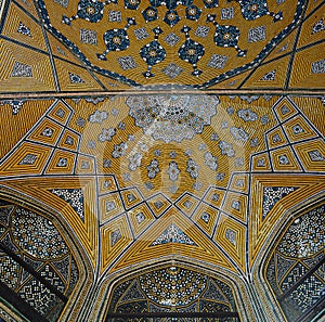 Persian mosaic in madrasa mother of the Shah,Isfahan,Iran