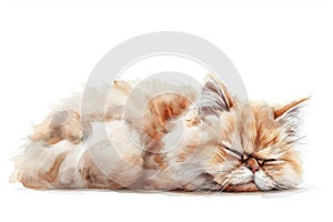 Persian Traditional Persian Cat watercolor, isolated on white background