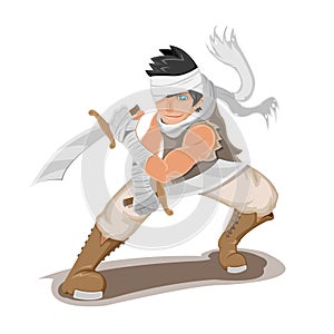 Persian Warrior Man Character Pose Vector