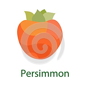 Persimmon fruit logo, sweet food icon isolated on white background. Vector