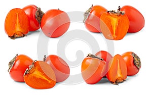 Persimmon isolated on white background. Set or collection