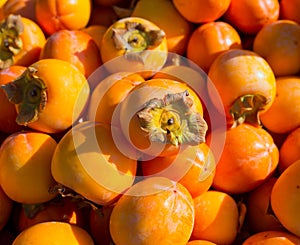 Persimmon ripe fruits pattern in market photo