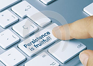 Persistence is fruitful - Inscription on Blue Keyboard Key photo