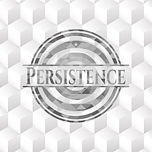 Persistence grey icon or emblem with geometric cube white background
