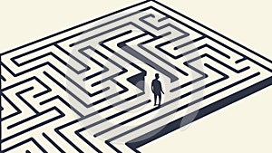 Person in Abstract Maze, Problem Solving Concept Vector, vector design Generative AI