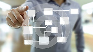 Person activates innovation, seamless virtual interface control, digital technology interaction, futuristic user experience