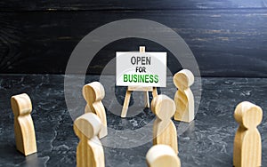 The person advertises open to business and attracts customers. Opening a business of establishments, resuming economic life after