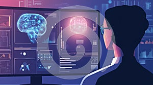 Person analyzing advanced ai data on a computer screen