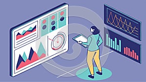 Person analyzing data, business analytics and data visualization vector design Generative AI