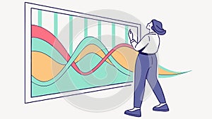 Person Analyzing Data Charts: Business Analytics Growth, vector design Generative AI