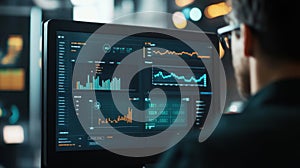 Person analyzing data on a computer screen