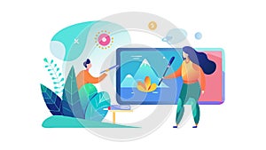 Person Analyzing Data on Screen, Business Analytics, vector design Generative AI