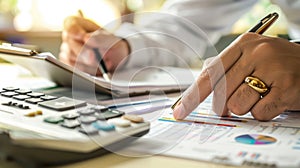 Person Analyzing Financial Documents. AI generated