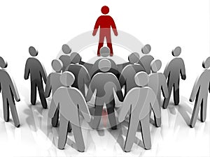 A person announcing to a crowd