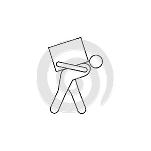 person on the back carries a box icon. Element of man carries a box illustration. Premium quality graphic design icon. Signs and s