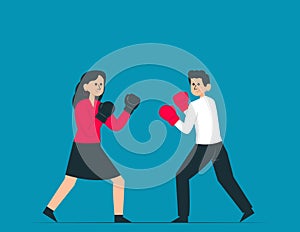 Person with boxing. Competition vector concept