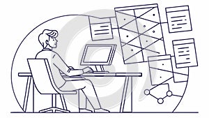 Person Brainstorming with Sticky Notes, vector design Generative AI