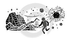 Person Breaking Through Abstract Barrier Obstacle, vector design Generative AI