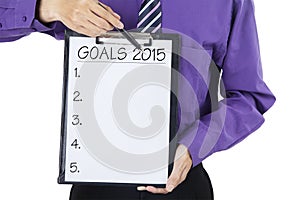 Person with business goals in 2015