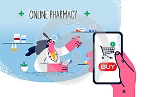 Person buy medications at online pharmacy