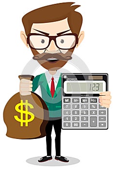 Person with calculator and money