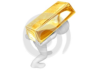 Person carry gold ingot