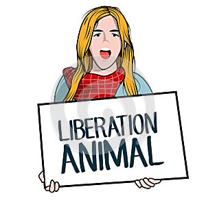 Person carrying a poster about animal liberation