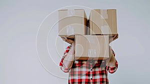 The worker holding boxes. AI generated