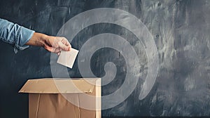 Person Casting a Vote in a Ballot Box