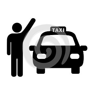 Person catch taxi vector icon photo