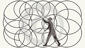 Person Within Circular Geometry Vector, vector design Generative AI