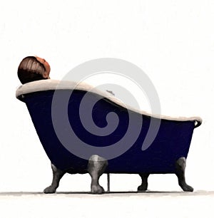 Person in claw foot bathtub